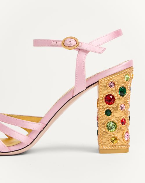Valentino Garavani - Preshoes Satin Sandal With Crystals 90mm - Rose Couture/multicolour - Woman - Sandals